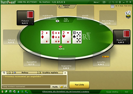 Party Poker Cash Game Table