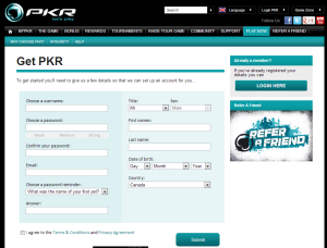 PKR.com Registration Form