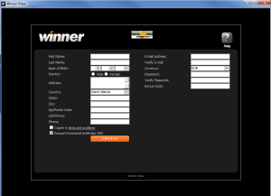 Winner Poker Sign Up Form